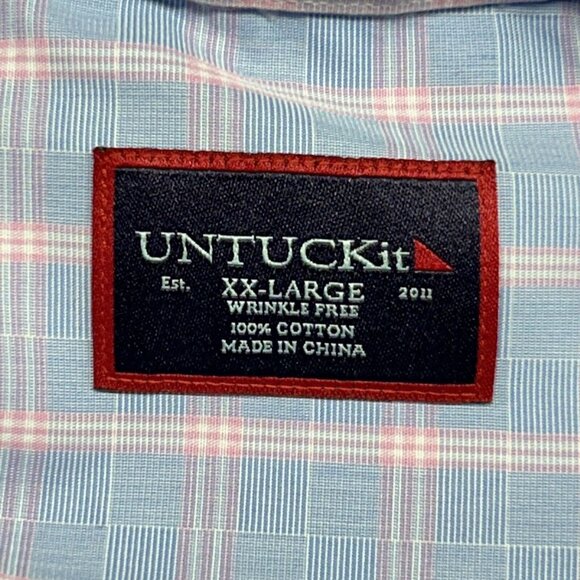 UNTUCKit Colmillos WF Shirt Mens 2XL Reg Fit Blue Pink Long Sleeve Button Up New - Picture 9 of 13